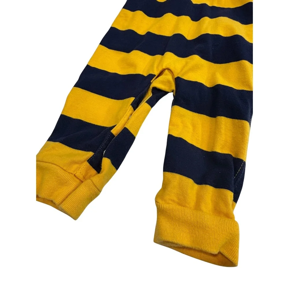 Ralph Lauren Kids Yellow Navy Striped Rugby Romper 6M Preppy Cotton One Piece